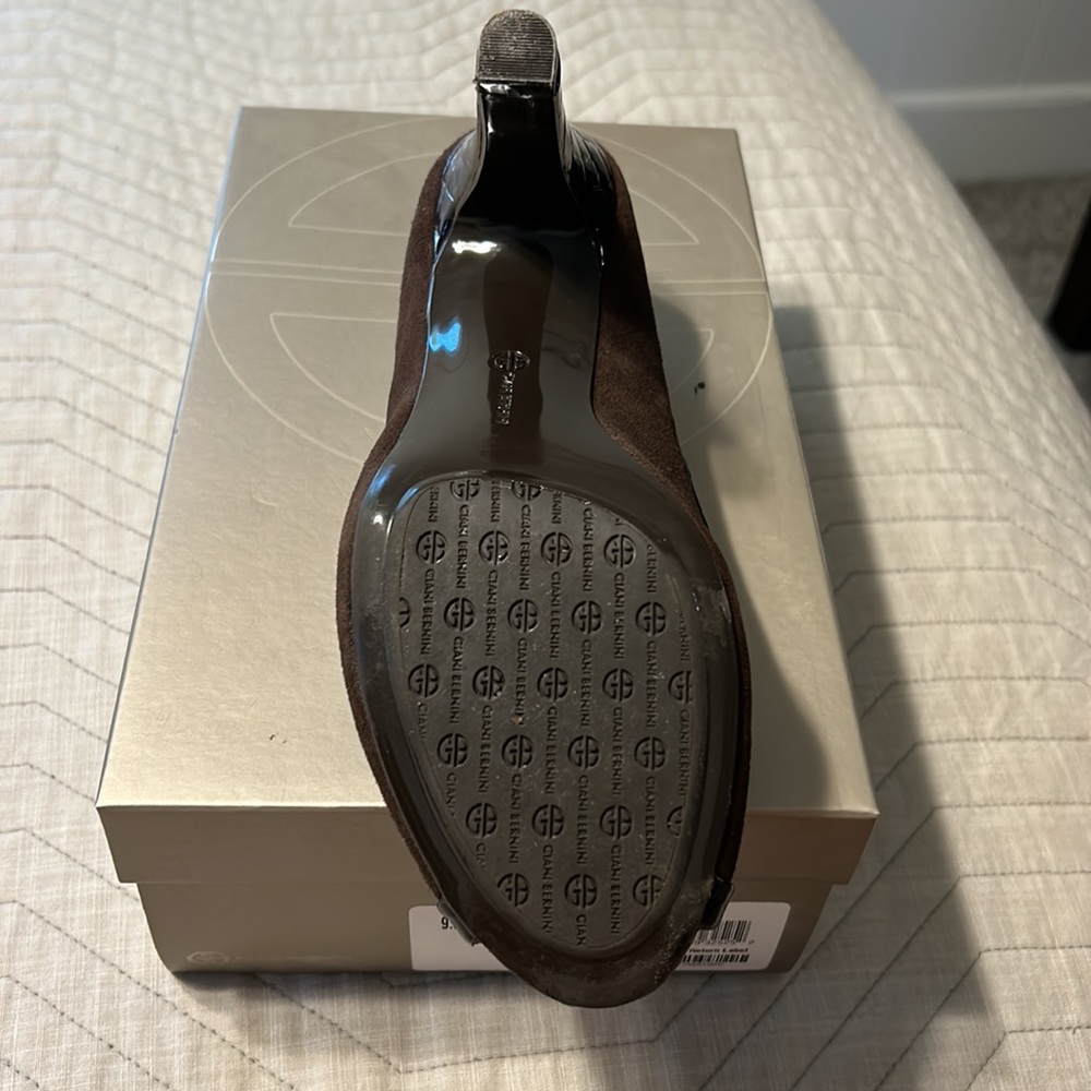 Guano Bernini dk brown heels size 9.5M with original box worn once - Picture 3 of 6